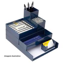 Kit organizador de mesa 8 pecas azul - maxcril