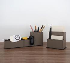 Kit Organizador De Mesa Escritório Em material sintético Cor Fendi 4 Pçs
