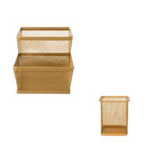 Kit Organizador de Mesa Porta Maquiagem Porta Caneta Porta Treco Metal Dourado Kit Organizador de Mesa Porta Maquiagem Porta Caneta Porta Treco Metal Dourado