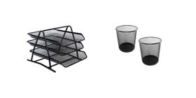 Kit Organizador de Mesa Triplo + 2 lixeiras - Pra Casa Decor