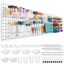 Kit organizador de parede Peg Board FZK 74PCS Metal Pegboard branco