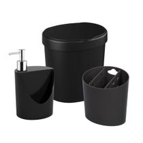 Kit Organizador de Pia Bancada Cozinha 3 Peças Conjunto Escorredor Talheres Lixeira e Dispenser Coza - Coza Brinox