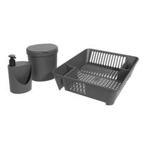 Kit Organizador de Pia Coza Basic Cinza Chumbo 3 Peças 1536 Kit Organizador de Pia Coza Basic Cinza Chumbo 3 Peças 1536