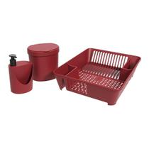 Kit Organizador de Pia Coza Basic Vermelho 3 Peças 1465 Kit Organizador de Pia Coza Basic Vermelho 3 Peças 1465