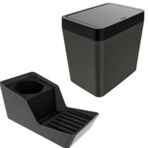 Kit Organizador De Pia Detergente Esponja + Lixeira 5 Litros - Chumbo Crippa