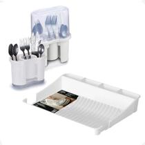 Kit Organizador de Pia Escorredor de Louças e Talheres Branco