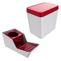 Kit Organizador De Pia Porta Detergente Esponja Lixeira 5 Litros Branco - Crippa