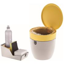 Kit Organizador De Pia Porta Detergente + Lixeira 2,5 Litros Cozinha - Branco Crippa Kit Organizador De Pia Porta Detergente + Lixeira 2,5 Litros Cozinha - Branco Crippa