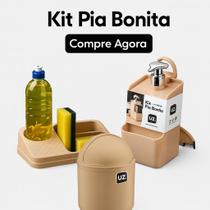 Kit Organizador De Pia + Porta Detergente + Lixeira 4L Com Tampa Capacete + Rodo Pia Porta Esponja Kit Organizador De Pia + Porta Detergente + Lixeira 4L Com Tampa Capacete + Rodo Pia Porta Esponja