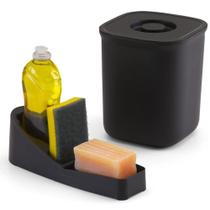 Kit Organizador De Pia Porta Detergente Lixeira 4L Cozinha - Preto Kit Organizador De Pia Porta Detergente Lixeira 4L Cozinha - Preto