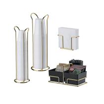 Kit Organizador de Sachês Preto + 2 Porta Copos e Guardanapos Dourado - Future Kit Organizador de Sachês Preto + 2 Porta Copos e Guardanapos Dourado - Future