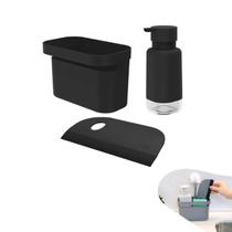 Kit Organizador Dispenser Porta Detergente Rodo Pia - Preto