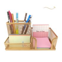 Kit Organizador Dourado Ouro com 3 Partições para Escritório