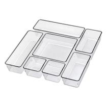 Kit Organizador Gaveta Escritório Maquiagem Acrílico Modular 7 Peças