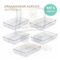 Kit Organizador Geladeira Gaveta Banheiro Maquiagem Acrilico Transparente Reforçado -