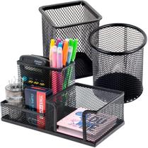 Kit Organizador Home Office c/ 3 Porta Treco Porta Lápis Clips