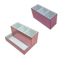 Kit organizador make porta pincel maquiagem - Rosê e branco