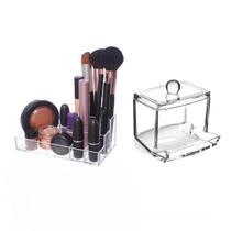 Kit Organizador Maquiagem + Porta Cotonete Acrilico 2 peças Kit Organizador Maquiagem + Porta Cotonete Acrilico 2 peças
