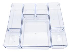 Kit Organizador Modular Acrílico 7 Peças Gaveta Mesa Kit Organizador Modular Acrílico 7 Peças Gaveta Mesa