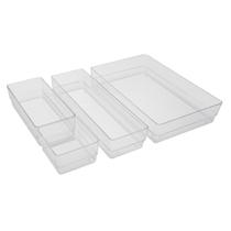 Kit organizador multiuso com 4 peças cristal transparente acrílico