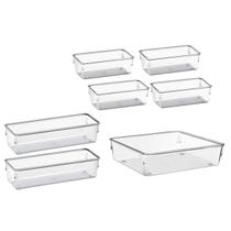 Kit Organizador Multiuso Mesa Acrílico Transparente Gaveta