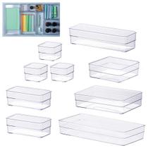 Kit organizador multiuso modular 9 peças gaveta armário quarto banheiro escritório cozinha despensa