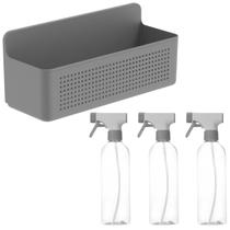 Kit Organizador Multiuso Parede Porta 3 Borrifador Spray 500ml Flow Frascos Produtos Limpeza Lavanderia Kit Organizador Multiuso Parede Porta 3 Borrifador Spray 500ml Flow Frascos Produtos Limpeza Lavanderia