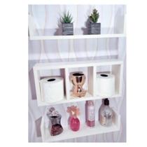 Kit organizador para banheiro = nicho para papel higiênico + 2 prateleiras em u 100% mdf branco