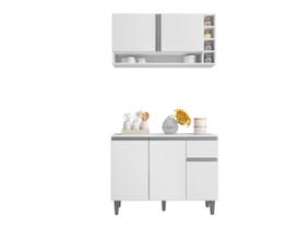 Kit Organizador para Cozinha Vanessa Aereo e Balcão com Tampo MDP 105 cm Branca AJL Móveis