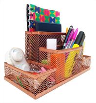 Kit Organizador Para Escritório Com 4 Partes Rose Gold