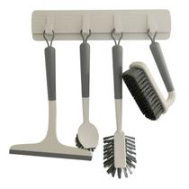 Kit Organizador Parede Multiuso 3 Escovas Limpeza Rodo Silicone Pia Flow Limpeza Completa Cozinha