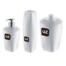 Kit Organizador Pia Banheiro UZ Porta Escovas Dispenser Sabonete Porta algodão Decoração Luxo - UZ Utilidades