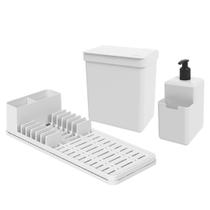 Kit Organizador Pia Cozinha Com Escorredor Coza - Branco - Coza/Brinox