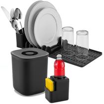 Kit Organizador Pia Escorredor Slim Lixeira 2,5l Porta Detergente Acessórios Cozinha Área Gourmet