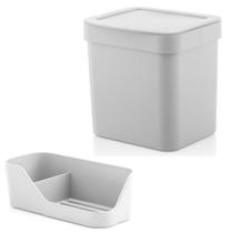 Kit Organizador Pia Porta Detergente Esponja + Lixeira 2,5 Litros Cozinha Trium - Ou