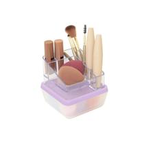 Kit Organizador + Porta Maquiagem Pequeno Cristal E Lilás - Dello
