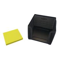 Kit Organizador Porta Rascunhos e Bloco Adesivo Quadrado Amarelo 100 Folhas - Brinox/MaxPrint