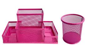 Kit Organizador Porta Treco Colorido Mesa Porta Lápis