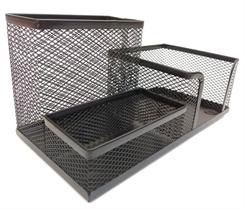 Kit Organizador Preto Com 3 Partes Para Escritório Aramado