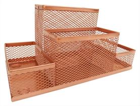 Kit Organizador Rose Gold com 4 Partes para Escritório Kit Organizador Rose Gold com 4 Partes para Escritório