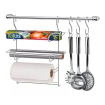 KIT Organizador Suporte Cozinha Cook Home 6 Peças Cromado