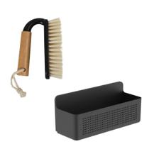Kit Organizador Tanque Preto com Escova Multiuso Parede Limpeza Casa Lavanderia Kit Organizador Tanque Preto com Escova Multiuso Parede Limpeza Casa Lavanderia