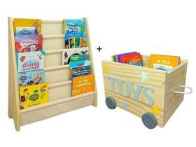 Kit Organizador Toy Box + Rack Para Livros Infantil 5 Bolsos