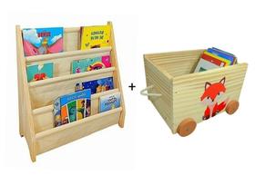 Kit Organizadores, Caixa Toy Box + Rack Para Livros Raposa