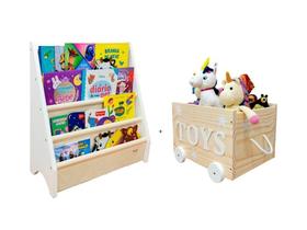 Kit Organizadores, Caixote Toys + Rack Para Livros Infantil