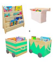 Kit Organizadores De Brinquedos + Rack Para Livros Infantil