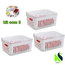 Kit Organizadores de Geladeira Com Cesto Kit Organizadores de Geladeira Com Cesto