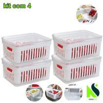 Kit Organizadores de Geladeira Com Cesto Kit Organizadores de Geladeira Com Cesto