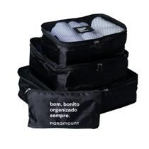 Kit Organizadores Mala De Viagem C/ 4 Pcs Preto Paramount