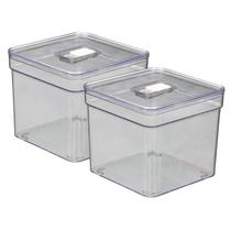 Kit Organizadores Quadrado Transparentes Multiuso C/ Tampa 2 UN Kit Organizadores Quadrado Transparentes Multiuso C/ Tampa 2 UN